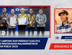 Pemprov Lampung Raih Predikat Kualitas Tertinggi Pencegahan Maladministrasi Pelayanan Publik 2025